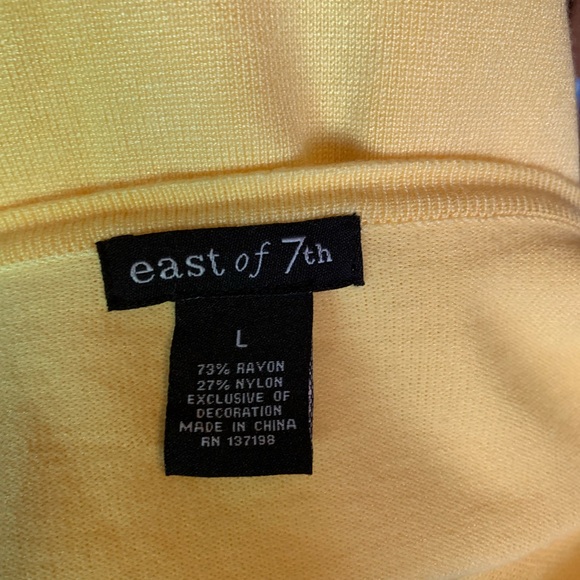 East of 7th Embroidered Flowers Yellow Open Cardigan Size L 3/4 Sleeves - Picture 7 of 11